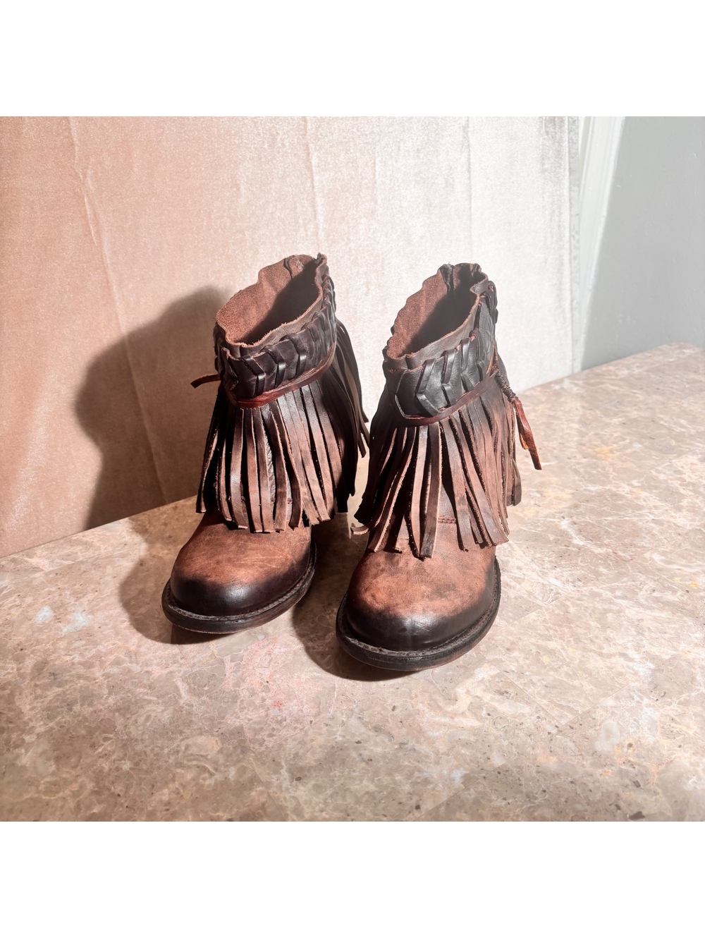 NWT “RARE” Freebird by Steven CHIEF Fringe Leather Luxe Ankle Boots Cocoa Size 9 - Picture 4 of 16